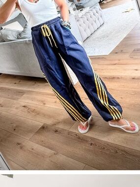 Navy & Yellow Women’s Athletic Track Pants🚌